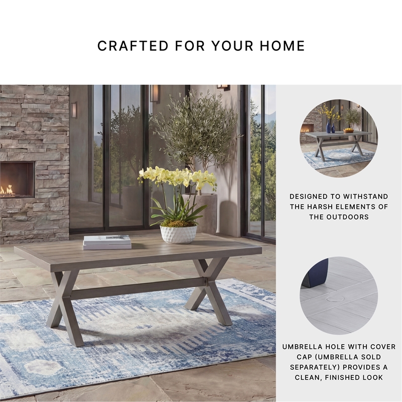 Bowery Hill Gray Outdoor Coffee Table with a Wood-Look Finish