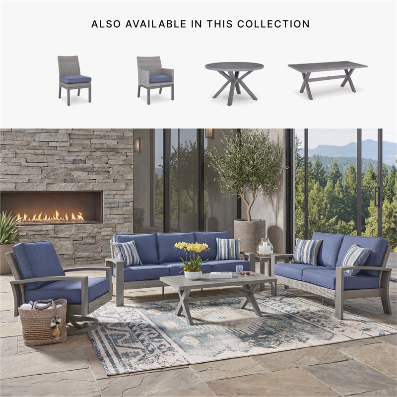 Bowery Hill Gray Outdoor Coffee Table with a Wood-Look Finish