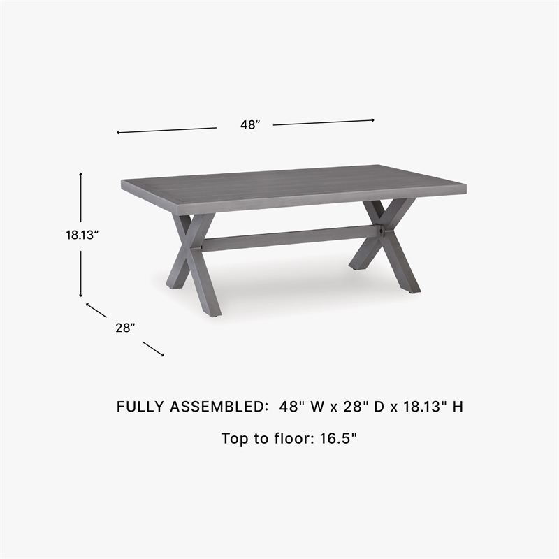 Bowery Hill Gray Outdoor Coffee Table with a Wood-Look Finish