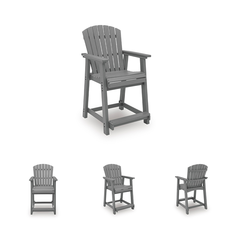 Bowery Hill Set of 2 Gray Outdoor Slatted Counter Height Bar Stools