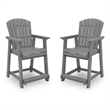 Bowery Hill Set of 2 Gray Outdoor Slatted Counter Height Bar Stools