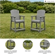 Bowery Hill Set of 2 Gray Outdoor Slatted Counter Height Bar Stools