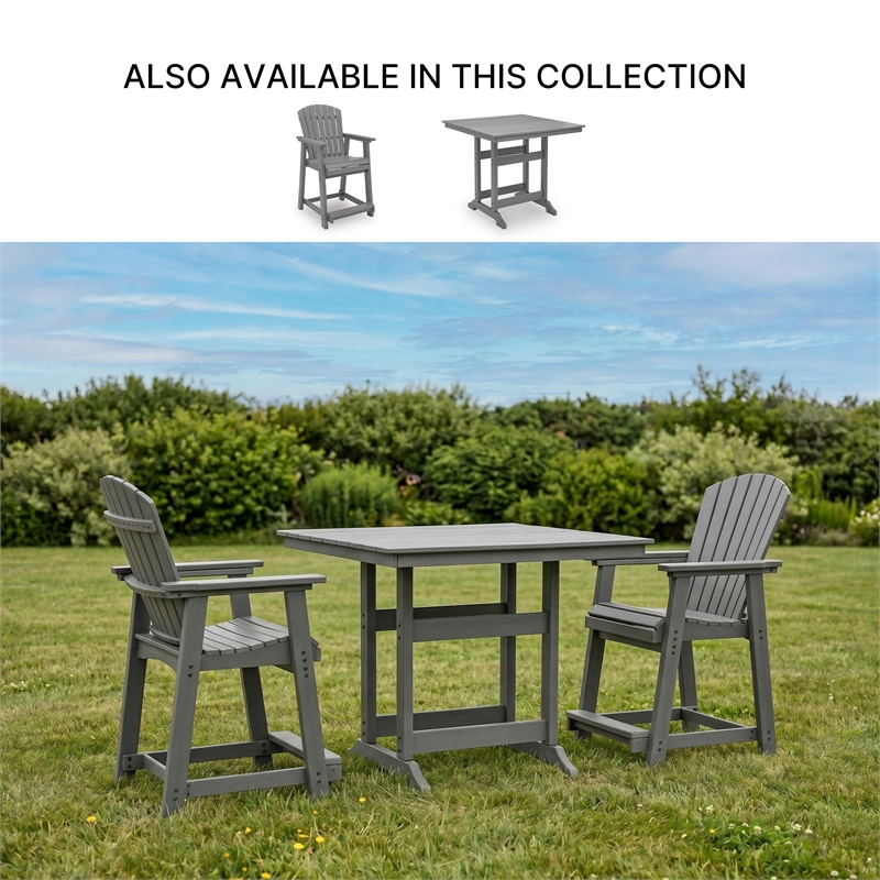 Bowery Hill Gray Outdoor Counter Height Dining Table with Umbrella Hole
