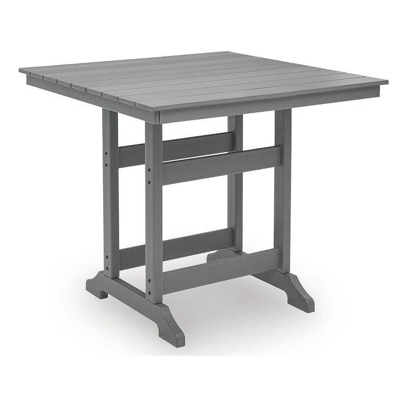 Bowery Hill Gray Outdoor Counter Height Dining Table with Umbrella Hole