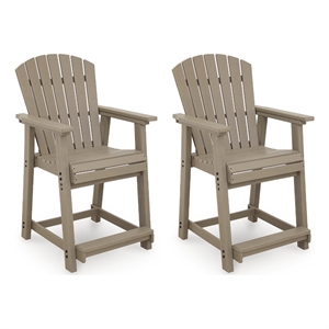 Bowery Hill Set of 2 Driftwood Outdoor Counter Height Bar Stools