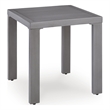 Bowery Hill Gray Outdoor End Table with a Wood-Look Aluminum Frame