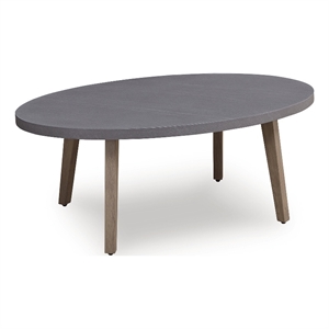 Bowery Hill Outdoor Coffee Table with Stone-Look Top and Wood Look
