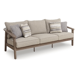 Bowery Hill Outdoor Resin Wicker Patio Sofa with Nuvella Cushions