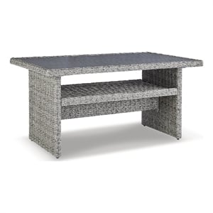 Bowery Hill Light Gray Outdoor Multi-Use Table with Open Shelf