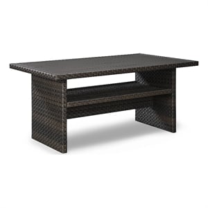 Bowery Hill Outdoor Wicker Multi-Use Table with an Aluminum Top