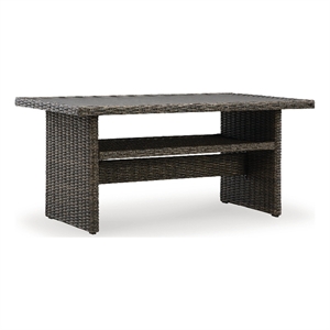 Bowery Hill Outdoor Multi-Use Table with a Fixed Storage Shelf