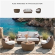Bowery Hill Outdoor Wicker Coffee Table with Wood-Look Aluminum Top
