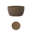 Bowery Hill Outdoor Wicker Coffee Table with Wood-Look Aluminum Top