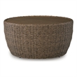 Bowery Hill Outdoor Wicker Coffee Table with Wood-Look Aluminum Top