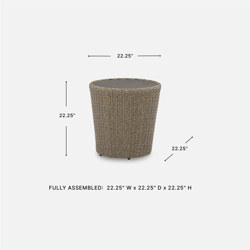 Bowery Hill Outdoor Resin Wicker End Table with an Aluminum Top