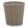 Bowery Hill Outdoor Resin Wicker End Table with an Aluminum Top