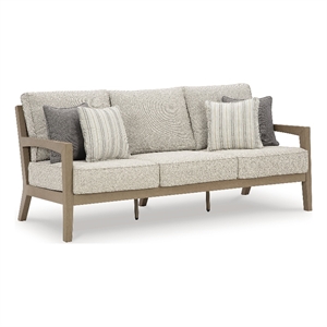 Bowery Hill Outdoor Weatherwood Patio Sofa with Nuvella Cushions