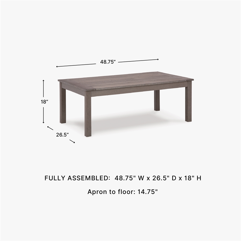 Bowery Hill Outdoor Weatherwood Coffee Table with Wood-Look Finish
