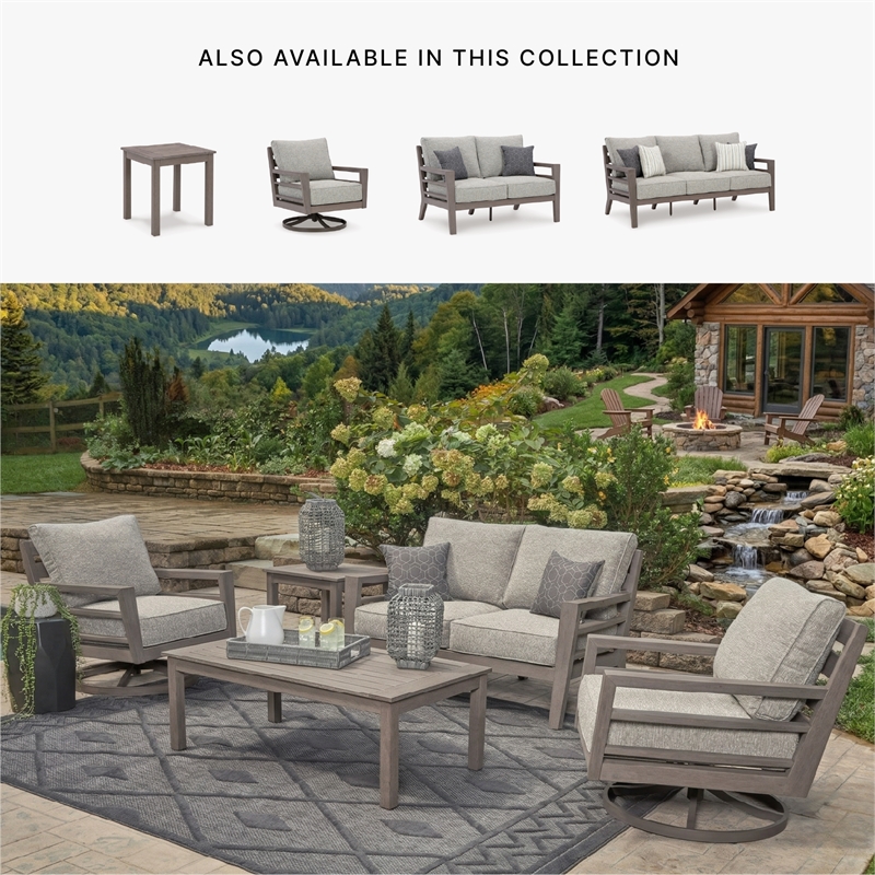 Bowery Hill Outdoor Weatherwood Coffee Table with Wood-Look Finish