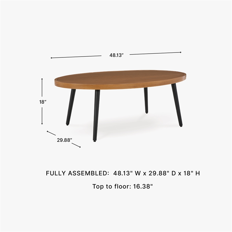 Bowery Hill Outdoor Aluminum Coffee Table with a Wood-Look Top