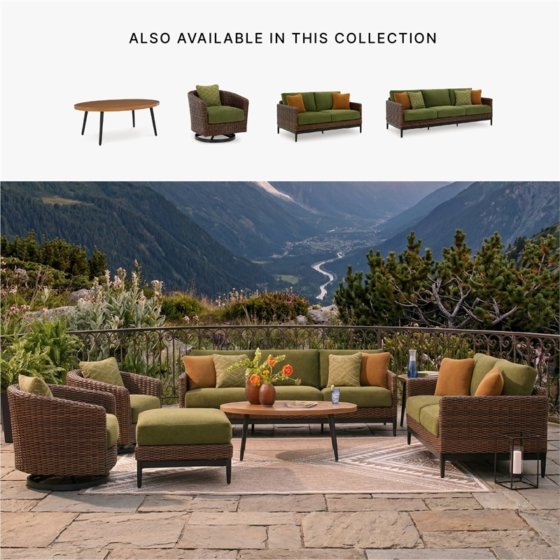 Bowery Hill Outdoor Aluminum Coffee Table with a Wood-Look Top