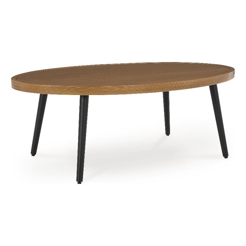 Bowery Hill Outdoor Aluminum Coffee Table with a Wood-Look Top