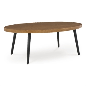 Bowery Hill Outdoor Aluminum Coffee Table with a Wood-Look Top