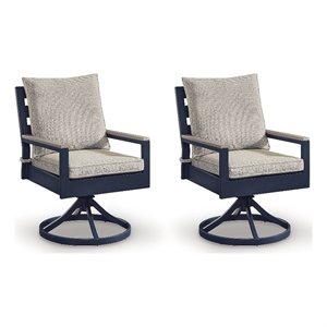 Bowery Hill Set of 2 Blue Outdoor Swivel Rocker Dining Chairs