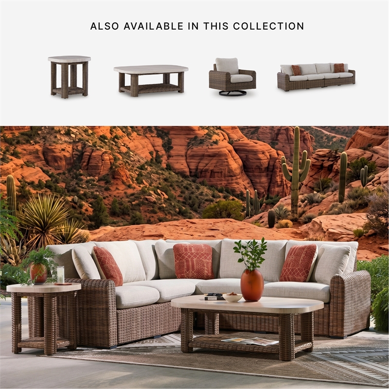 Bowery Hill Outdoor Wicker End Table with Aluminum Top and Shelf