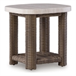 Bowery Hill Outdoor Wicker End Table with Aluminum Top and Shelf