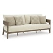 Bowery Hill Outdoor Wood-Look Sofa with Patterned Accent Pillows