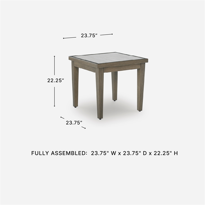 Bowery Hill Outdoor End Table with Sintered Stone Top and Wood Look