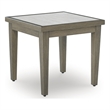 Bowery Hill Outdoor End Table with Sintered Stone Top and Wood Look