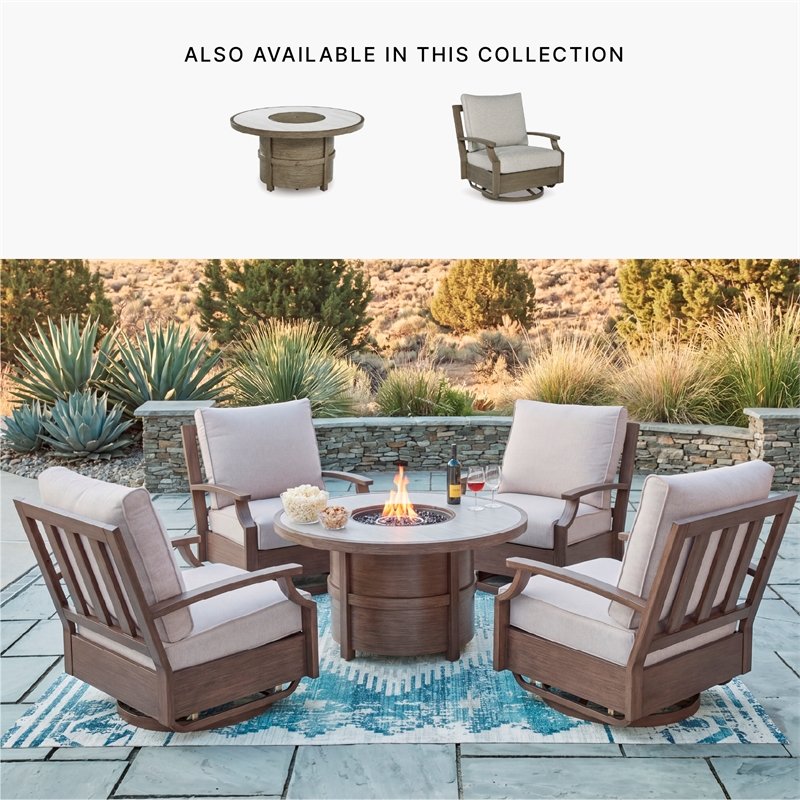 Bowery Hill Outdoor Fire Pit Table with 55000 BTU Stone-Look Top