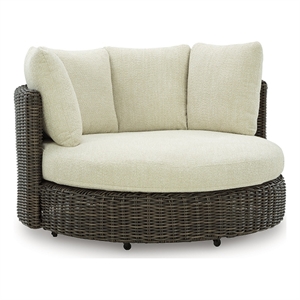 Bowery Hill Outdoor Wicker Swivel Lounge Chair with Deep Seating