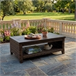 Bowery Hill Outdoor Wicker Coffee Table with Aluminum Top and Shelf