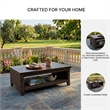 Bowery Hill Outdoor Wicker Coffee Table with Aluminum Top and Shelf