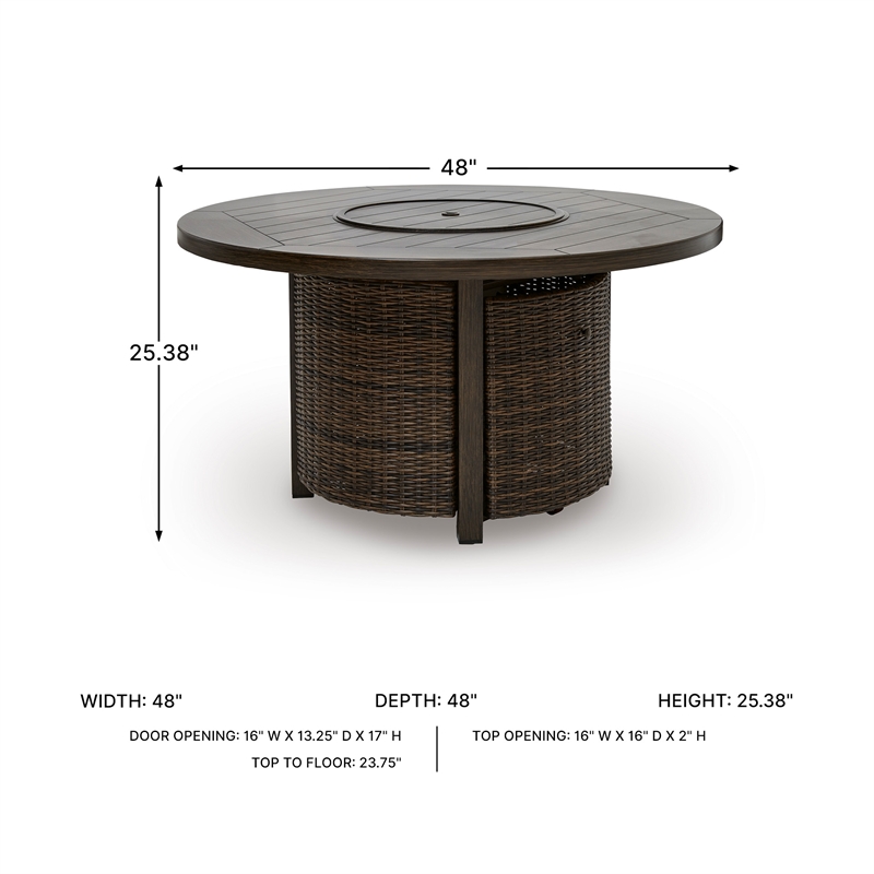 Bowery Hill Outdoor Wicker Fire Pit Table with 55000 BTU Burner