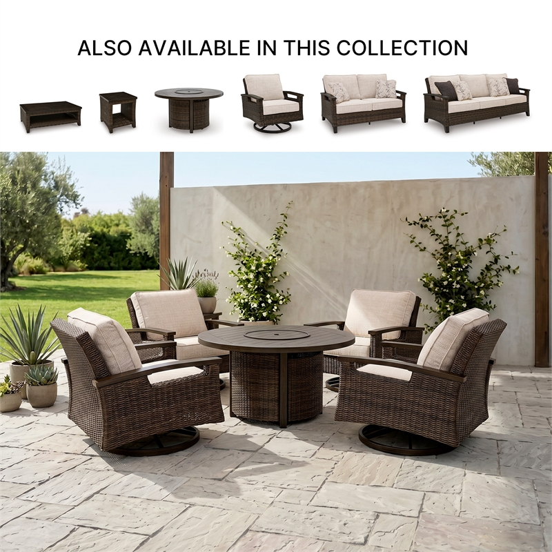 Bowery Hill Outdoor Wicker Fire Pit Table with 55000 BTU Burner