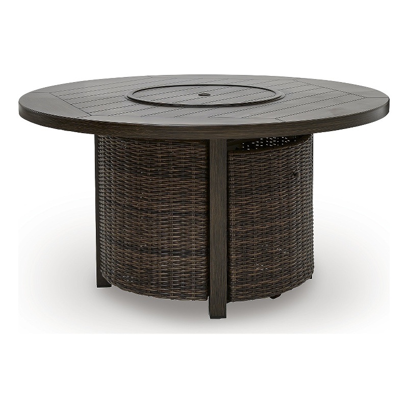 Bowery Hill Outdoor Wicker Fire Pit Table with 55000 BTU Burner