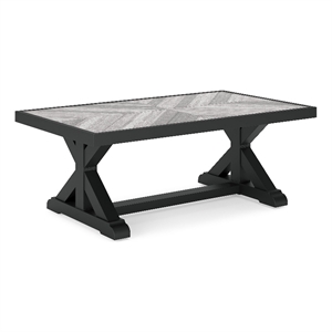 Bowery Hill X-Leg Outdoor Coffee Table with Porcelain Tile Top