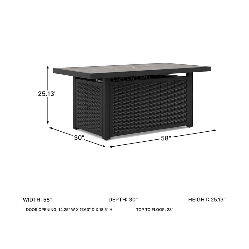 Bowery Hill Outdoor Wicker Fire Pit Table with 30000 BTU Burner