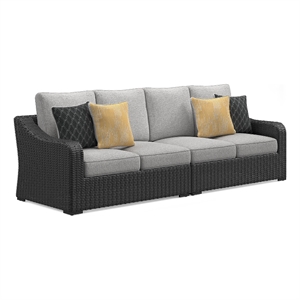 Bowery Hill Outdoor Aluminum Loveseat with Cushion and Pillows