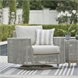 Bowery Hill Neutral Outdoor Wicker Swivel Lounge with Cushion