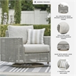Bowery Hill Neutral Outdoor Wicker Swivel Lounge with Cushion