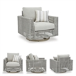 Bowery Hill Neutral Outdoor Wicker Swivel Lounge with Cushion