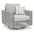 Bowery Hill Neutral Outdoor Wicker Swivel Lounge with Cushion