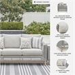 Bowery Hill Neutral Outdoor Wicker Sofa with Cushion and Pillows