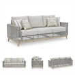 Bowery Hill Neutral Outdoor Wicker Sofa with Cushion and Pillows
