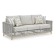 Bowery Hill Neutral Outdoor Wicker Sofa with Cushion and Pillows